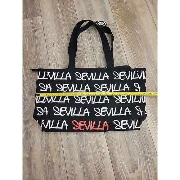 Robin Ruth Sevilla Tote Bag Zipper Closure Black Red Med - Picture 11 of 14